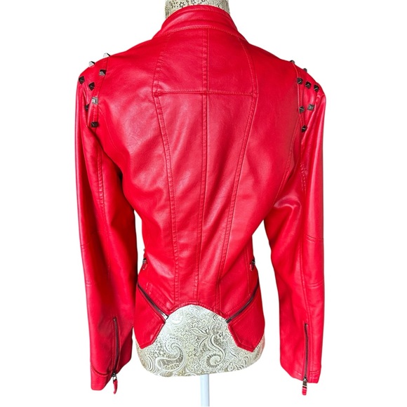 Faux Leather Biker Sexy Women's Black Studded Jacket Punk Rock Grunge Large - Picture 5 of 6